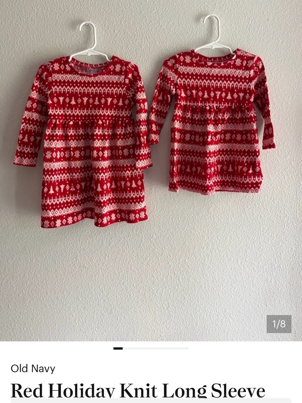 Sisters Matching CUTE Red Holiday Knit Long Sleeve Dresses - Matching 4T & 2T